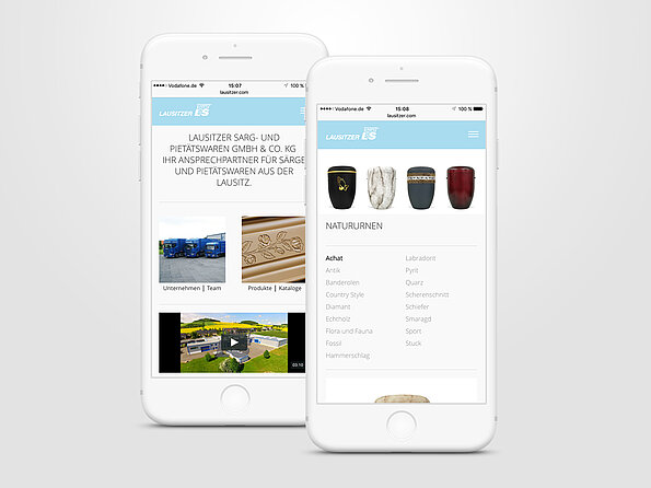 Mobile und responsive Webseite für Bestattungsbedarfshersteller LausitzerSarg