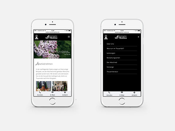 Mobile und responsive Webseite für Bestattungen Medina