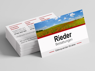 Rieder Bestattungen Visitenkarten