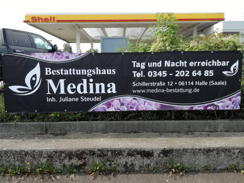 Bestattungshaus Medina Werbeplane