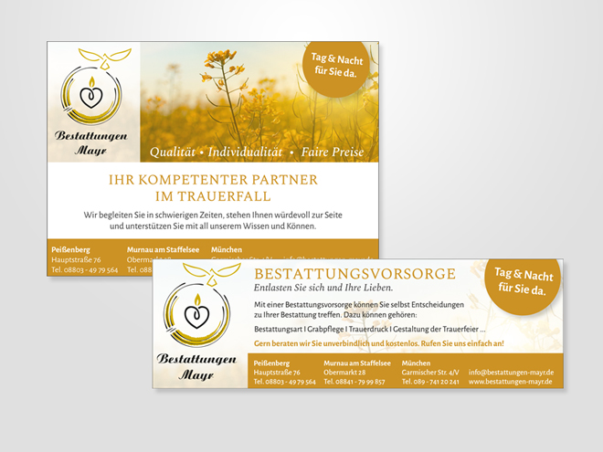 Bestattungen Mayr Zeitungsanzeige