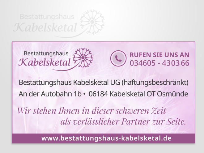 Bestattungshaus Kabelsketal Werbeanzeige