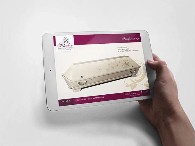 Bestattungsinstitut Schulze iPad Katalog Animation